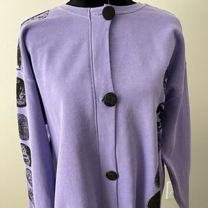 Kunky's Purple Hand Painted Art-to-Wear Button Up Cardigan Sweatshirt Size L